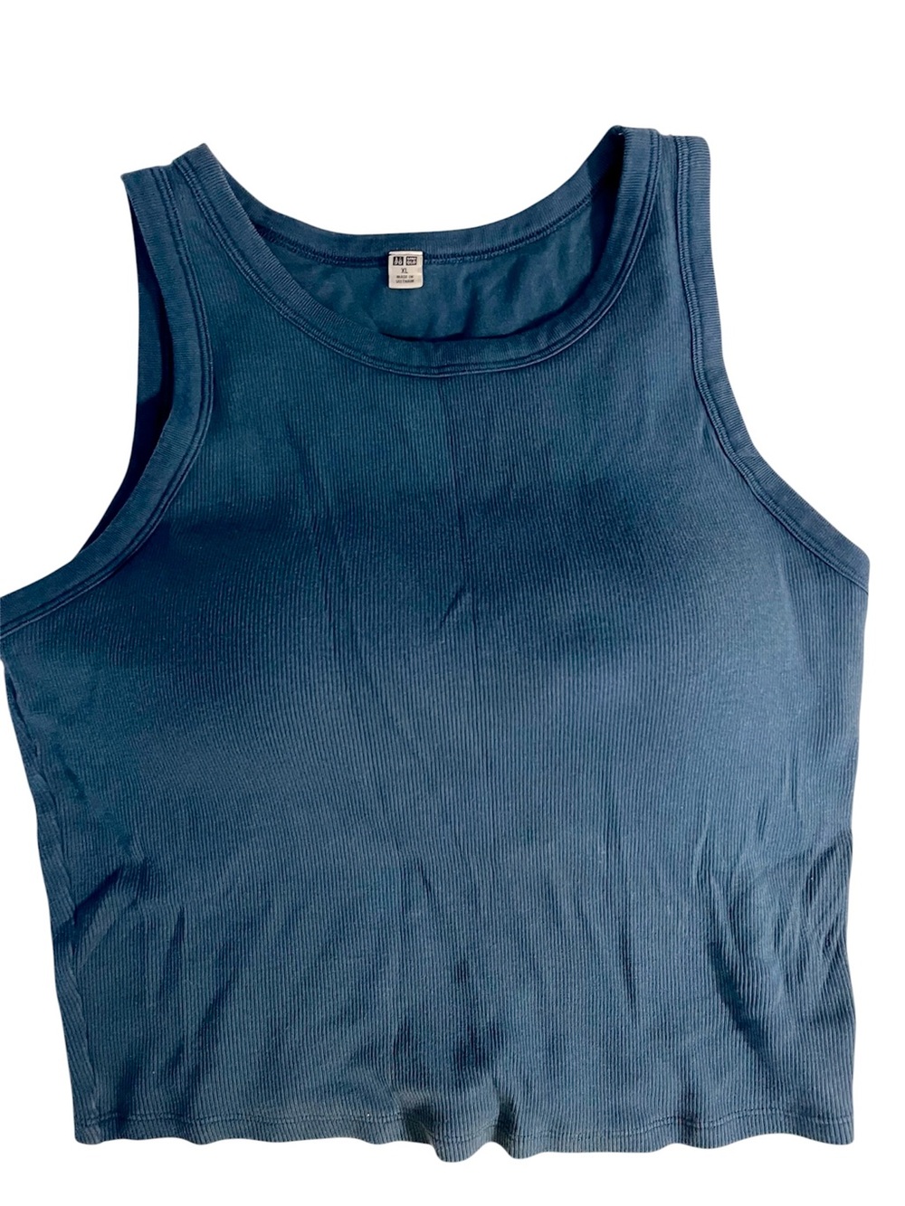 Uniqlo Navy Ribbed Cropped Bra Top